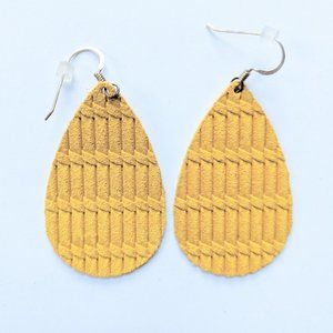 Nickel & Suede Saffron Cord Leather Earrings